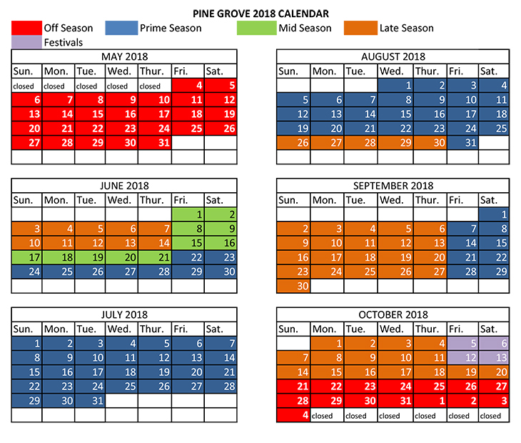 2018 SEASONAL CALENDAR
