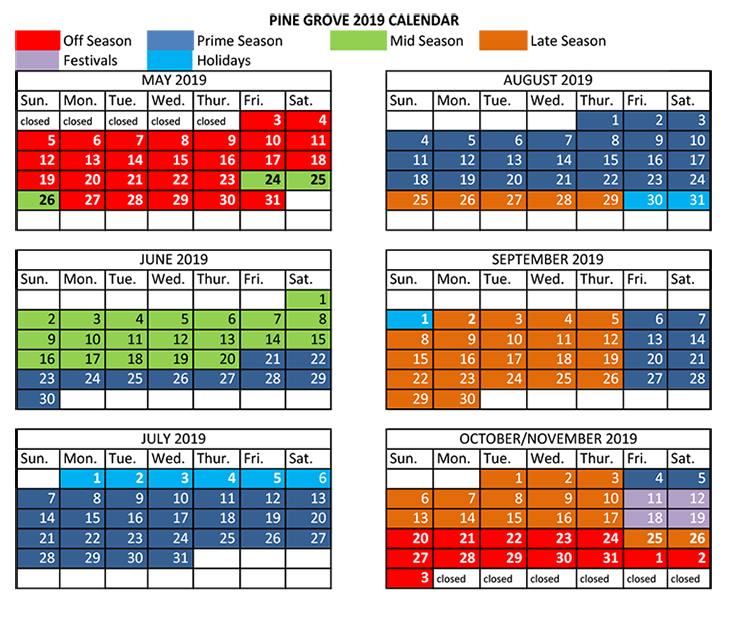 2019 SEASONAL CALENDAR